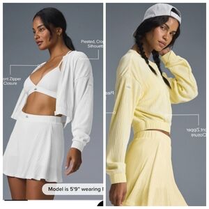 Nwot Alo.Yoga Plisse White Light Warmup Tennis Padel Relaxed Jacket m